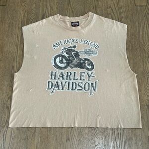 Vintage Harley Davidson Cropped Distressed Sleeveless Y2K muscle tank boxy XL